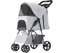 SilteD Lightweight Pet Stroller for Small Medium Dogs& Cats Pet Dog Cat Stroller Folding Pet Travel Pram Cart Cat Carriage Pushchair with Cup Holder (Color : Gray a)