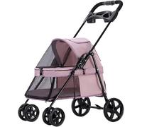 SilteD Lightweight Pet Strollers for Cats Dogs Clearance Folding Pet Stroller 4wheels Travel Carrier Exquisite Dog Prams Pushchairs Dog Strollers for Small Dogs (Color : Pink)
