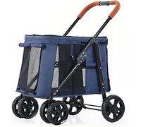 SilteD Luxury Large Dog Pram Pet Stroller 4 Wheels Dog Strollers for Large Dogs Premium Pushchair Pet Stroller Foldable Carrier Strolling Cart (Color : Blue)