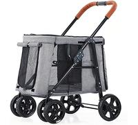 SilteD Luxury Large Dog Pram Pet Stroller 4 Wheels Dog Strollers for Large Dogs Premium Pushchair Pet Stroller Foldable Carrier Strolling Cart (Color : Grey a)