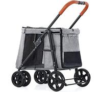 SilteD Luxury Large Dog Stroller Foldable Carrier Strolling Cart Dog Strollers Premium Pet Pram Pushchair 4 Wheel Pet Gear Pet Stroller for Cat, Dog (Color : Gr-ey)