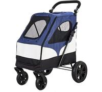 SilteD Luxury Pet Strollers Foldable Carrier Cart Pet Pushchair Dog Stroller for Large Dogs 4 Wheels Pet Carriage Stroller for Cat, Dog and More (Color : Blue)