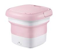 SilteD Mini Folding Washing Machine Portable for Underwear Socks Semi-automatic Sterilization Washer and Dryer Ultrasonic Home Cleaner (Color : Pink)
