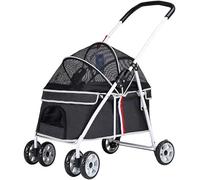 SilteD Nozip Jogging Pet Strollers for Cats/dogs Dog Prams Pushchairs with Adjustable Awning Zipperless Entry Dog Strollers for Small Medium Dogs Within 20kg (Color : Black)