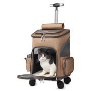 SilteD Pet Cat Travel Carrier With Wheels Folding Cat Dog Pet Stroller Trolley Pet Cat Carrier Backpacks,Breathable Pet Backpacks With Large Space (Color : A)