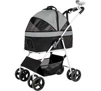 SilteD Pet Stroller for Medium Small Dogs Cats Premium Dog Cat Strollers Foldable Pet Cart Carrier with Wheels Breathable Pet Pushchair (Color : Grey B)