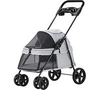 SilteD Pet Stroller with Cup Holder Premium Dog Pram Stroller Buggy with Rain Cover Breathable Dog Prams Pushchairs Small Dog Strollers for Dogs Clearance (Color : Grey a)