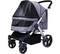 SilteD Pet Strollers for Large Dogs Cats Pet Gear Travel Stroller Carrier Cat Stroller Pram Breathable Oxford Cloth Pushchair Aluminum Alloy Loading 30kg (Color : Dark Gray)