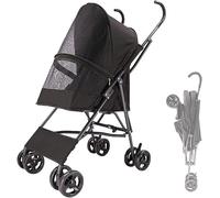 SilteD Pet Strollers for Small Dogs/Cats Umbrella Structure Lightweight Pet Stroller Puppy & Kitten Carrier Breathable Dog Prams Pushchairs (Color : Black)