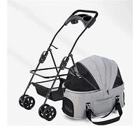 SilteD Pet Strollers for Small Medium Detachable Dog/Cat Stroller Lightweight Pet Strollers Pram Zipperless Entry Pushchair with Carrier Trolley (Color : Gr-ey)
