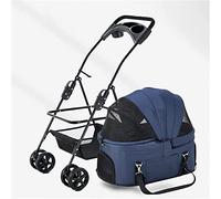 SilteD Pet Strollers for Small Medium Detachable Dog/Cat Stroller Lightweight Pet Strollers Pram Zipperless Entry Pushchair with Carrier Trolley (Color : Blue)