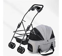 SilteD Pet Strollers for Small Medium Dogs Lightweight Detachable Pet Strollers Pram Zipperless Entry Cat Stroller Pushchair with Detachable Carrier Trolley (Color : Gr-ey)