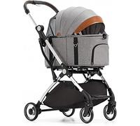 SilteD Pet Strollers Pet Carriage Stroller for Small Medium Cats Dogs Lightweight Folding Travel Cart Stroller Separable Dog Pram Stroller 4 Wheel Buggy Pushchairs (Color : Gr-ey)