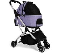 SilteD Premium Dogs Strollers for Medium Small Dogs Upgraded Pet Cat Dog Cart Carrier Dog Pram Stroller Buggy with Wheels Detachable Prams Pushchairs Large Capacity Loading 20kg (Color : Purple)