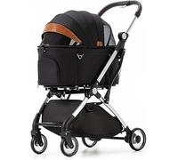 SilteD Premium Pet Stroller for Cats Dogs Lightweight Folding Pet Stroller 4 Wheel Travel Supplies Separable Dog Pram Stroller Buggy Pushchairs (Color : Black)
