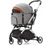 SilteD Premium Pet Stroller for Cats Dogs Lightweight Folding Pet Stroller 4 Wheel Travel Supplies Separable Dog Pram Stroller Buggy Pushchairs (Color : Gr-ey)