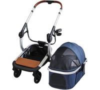 SilteD Premium Pet Stroller for Small Medium Dogs Separable Dog Cat Pram Stroller Lightweight Folding Carrage 4 Wheel Travel Supplies Buggy Pushchairs (Color : Blue)