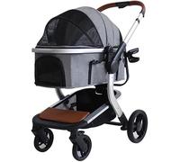 SilteD Premium Pet Stroller for Small Medium Dogs Separable Dog Cat Pram Stroller Lightweight Folding Carrage 4 Wheel Travel Supplies Buggy Pushchairs (Color : Gr-ey)