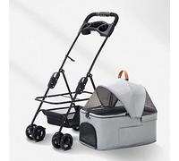 SilteD Premium Pet Strollers for Medium Dogs Easy Onehand Fold Zipperless Entry Pet Pram Cat Dog Pram Stroller Buggy with Detachable Carrier Trolley (Color : Black)