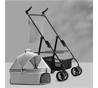 SilteD Separable Dog Strollers Pet Stroller for Cats/dogs Pet Gear No zipper Dog Prams Pushchairs with Adjustable Awning,Zipperless Entry (Color : Gr-ay)