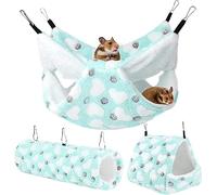 SilteD Small Pet Cage Hammock, Double-Layer Guinea Pig Rat Hammock Guinea Pig Hamster Ferret Hanging Hammock Toys Bed for Small Animals Chinchilla Parrot Sugar Glider Ferret,A