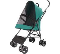 SilteD Umbrella Structure Pet Strollers Dog Prams Pushchairs for Small Dogs Lightweight Pet Stroller for Cats Puppy & Kitten Carrier Breathable Installationfree Design (Color : Green)