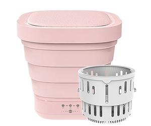 SilteD Wash Machine Folding Washing Machine Underwear Panties Care Business Trip Portable Touch Button (Color : Pink)