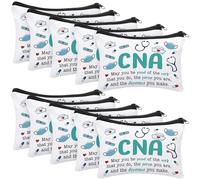 SilTriangle 10 Pcs Cosmetic Bag Appreciate Gift Bulk Makeup Bag for Worker Colleague Present, white, 9 x 5.9 inches