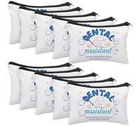 SilTriangle 10 Pcs Cosmetic Bag Appreciate Gift Bulk Makeup Bag for Worker Colleague Present, white, Dental Assistant