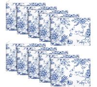 SilTriangle 10 Pcs Floral Makeup Bags with Zipper Canvas Cosmetic Bags Bulk for Women Pencil Bag Travel Toiletry Pouch Gift for Health Nurse Mother Teacher, Blue