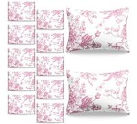 SilTriangle 10 Pcs Floral Makeup Bags with Zipper Canvas Cosmetic Bags Bulk for Women Pencil Bag Travel Toiletry Pouch Gift for Health Nurse Mother Teacher, Pink