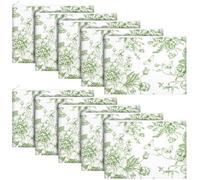 SilTriangle 10 Pcs Floral Makeup Bags with Zipper Canvas Cosmetic Bags Bulk for Women Pencil Bag Travel Toiletry Pouch Gift for Health Nurse Mother Teacher, Green, Chinese Retro Elegant