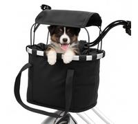 SilTriangle 11lbs Dog Bike Basket with Sun Shade Removable Small Pet Cat Dog Carrier Quick Release Bicycle Handlebar Front Basket Detachable Cycling Picnic Bag for Commuting Shopping Camping