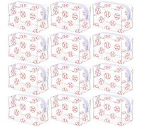 SilTriangle 12 Pack Clear Makeup Bags, Transparent PVC Cosmetic Pouch with Zipper, Small Toiletry Organizer for Travel, Party Favor Gift Bags for Team and Events, 6.8 x 4 x 3.8 in, red, white, clear