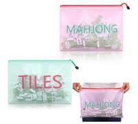 SilTriangle 2 Pack Empty Mahjong Tile Bag American PVC Clear Mahjong Case Size 166 Waterproof Zippered Storage Tile Holder Rack Bag for Game Lover Gift Travel, Case Only