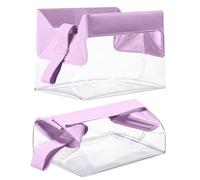 SilTriangle 2 Pcs Clear Toiletry Bags with Magnetic Closure TSA Approved Magnetic Travel Containers Clear Makeup Bag Cosmetic Pouch for Women Men Traveling, Light Purple