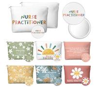 SilTriangle 21 Set Valentine Gifts for Nurse Practitioner NP Gift for Women Bulk Cosmetic Bags Compact Mirrors Canvas Makeup Bag Nurses Gift for Family Nurse Practitioner PMHNP AGNP PNP WHNP ENP