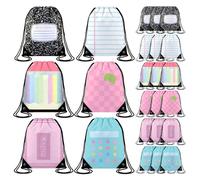 SilTriangle 24 Pcs Back to School Drawstring Bags Bulk Back to School Drawstring Gift Backpack Party Favors for Sport Knight Gr astle Birthday Party Supplies