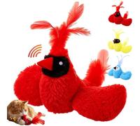 SilTriangle 3 Pcs Bird Cat Toy with Chirping Sound, Interactive Exercise Toy with Lifelike Bird Chirp, Cardinal Blue Jay Goldfinch for Indoor Bored Cats Kittens, Gifts for Christmas