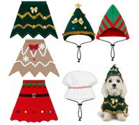 SilTriangle 3 Set Dog Christmas Costume for Small to Large, Christmas Tree, Elf, Gingerbread Man Outfits with Adjustable Hat for Xmas Cosplay Party, Holiday Photos Supplies(S)