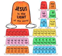 SilTriangle 30 Pcs Christian Backpacks Drawstring Bag Bulk, Jesus Backpack