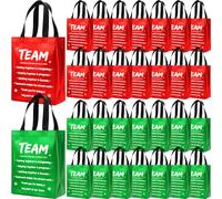 SilTriangle 30 Pcs Christmas Team Appreciation Gift Bags Bulk Xmas Green Red Bags with Handle 7.87 x 10.23 x 3.93 Inch Reusable Totes for Employees Coworker Staff Christmas Party Favors Supplies