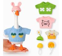 SilTriangle 4 Set 7 Inch Mini Desk Goose Knitted Outfits Magnetic Goose Key Holder Multiple Colors Clothes for Magnetic Duck Statue Desk Key Holder Decor(Fresh)