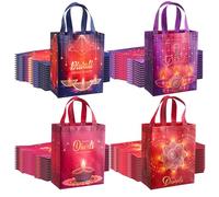 SilTriangle 48 Pcs Happy Diwali Party Favor Bags Non Woven Reusable Diwali Gift Bags Bulk With Handles India Festival of Lights Candy Gift Wrapping for Indian Celebration 9.84 x 7.87 inch