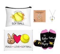 SilTriangle 5 Pcs Gifts for Women Party Favors Players Team Gift Players Makeup Bag Necklace Earrings Socks for Women Birthday Decorations Christmas Athlete Gifts Sport Stuff Accessories, multicolor