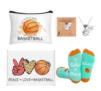SilTriangle 5 Pcs Gifts for Women Party Favors Players Team Gift Players Makeup Bag Necklace Earrings Socks for Women Birthday Decorations Christmas Athlete Gifts Sport Stuff Accessories, cardboard