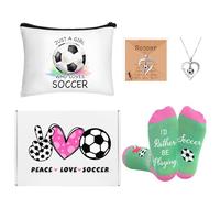 SilTriangle 5 Pcs Gifts for Women Party Favors Players Team Gift Players Makeup Bag Necklace Earrings Socks for Women Birthday Decorations Christmas Athlete Gifts Sport Stuff Accessories, cardboard