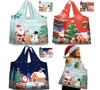SilTriangle 6 Pcs Extra Large Christmas Tote Bags Reusable Gift Treat Bags with Handles Storage Pouch Waterproof Oxford Cloth Grocery Pouch for Christmas Shopping Holiday Party Favors 19.69" x 15.75 "