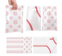 SilTriangle 60 Pcs Baseball & Softball Gift Bags with Handle 10 x 6.5 Inch Plastic Goodie Bags Sport Party Favors Bag for Birthday Party Decoration Supplies(Baseball Style)