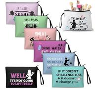 SilTriangle 8 Pcs Workout Cosmetic Bags Workout Gifts Funny Sports Lover Gym Gifts Gym Fitness Makeup Bags for Women Body Builder Zipper Pouch for Fitness Bodybuilding Lovers, Colorful